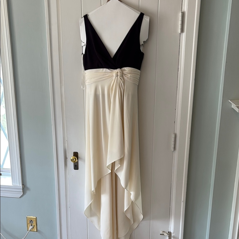 Halston Heritage Black and Cream High Low Dress